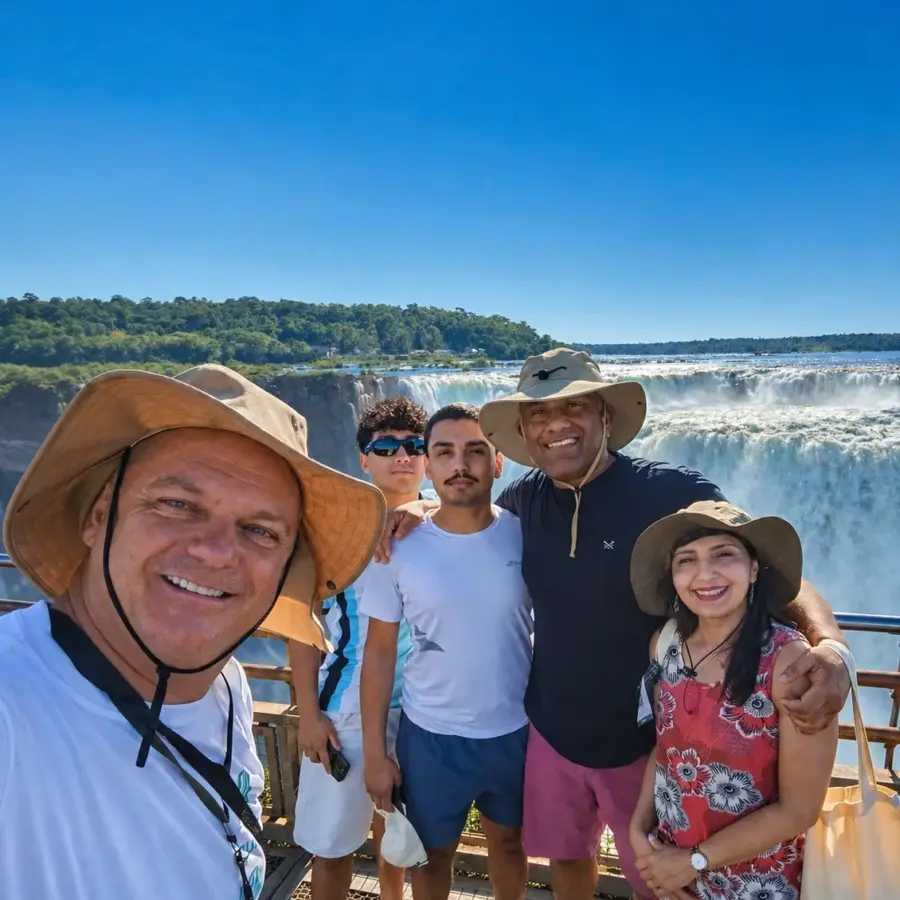 Happy family on an IguaGo private tour at Iguazu Falls
