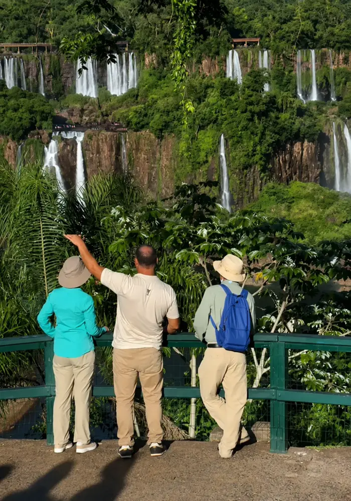 Small private group enjoying Iguazu Falls with IguaGo guide